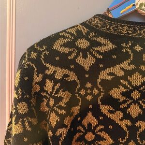 Black and Gold Metallic Patterned Sweater
